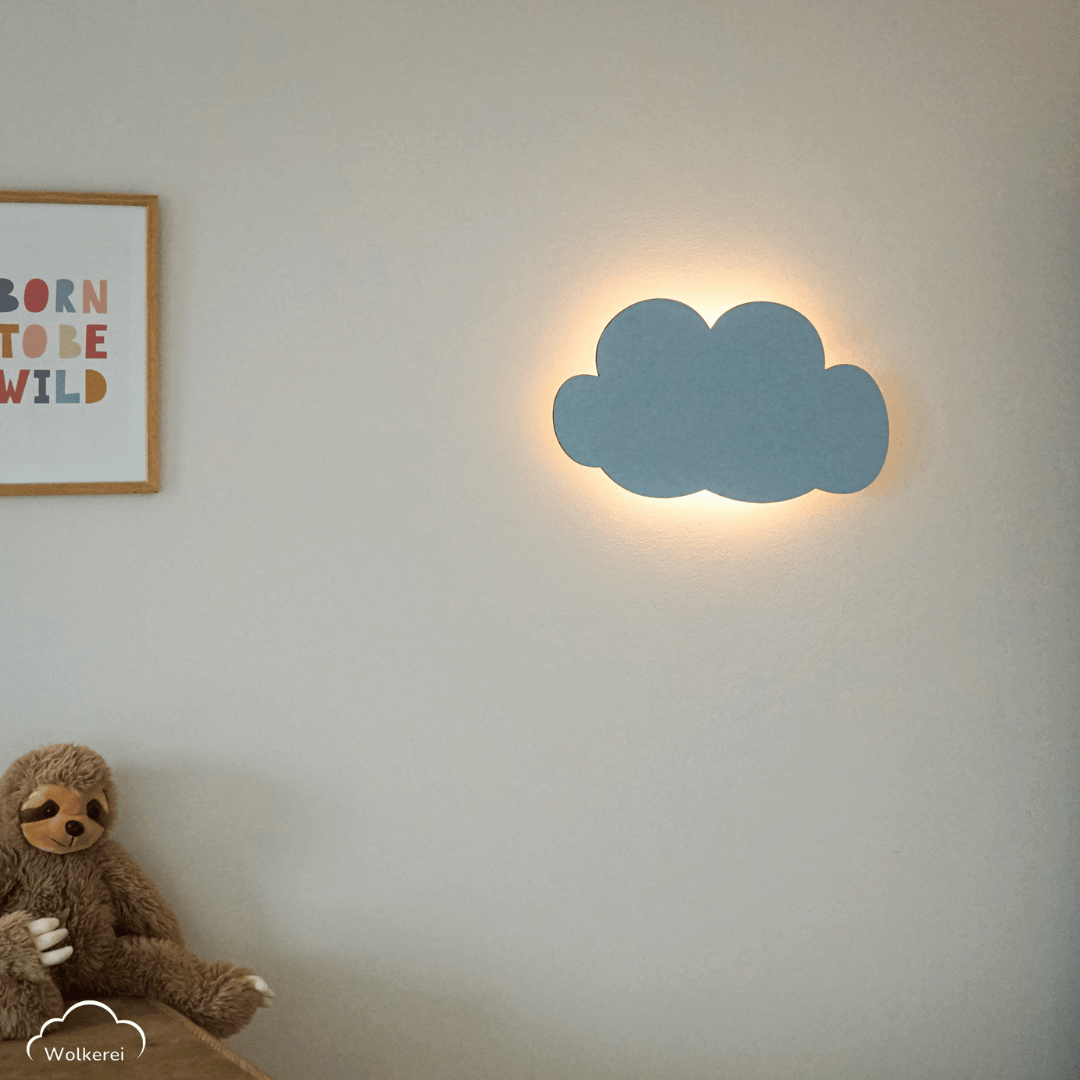 Wolke "Ava" Wandlampe für das Kinderzimmer aus Holz 45cm