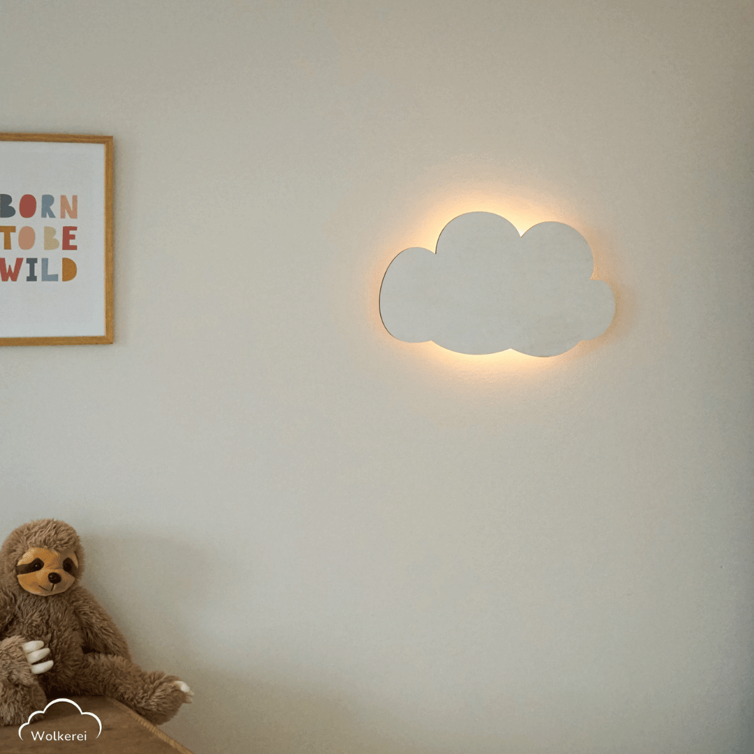 Wolke "Ava" Wandlampe für das Kinderzimmer aus Holz 45cm