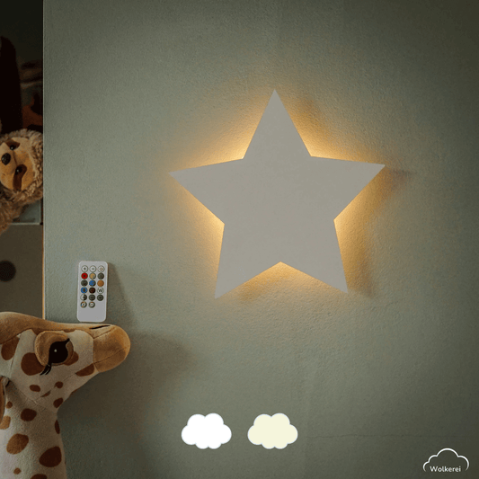 Stern "Samuel" Wandlampe für das Kinderzimmer aus Holz 30cm