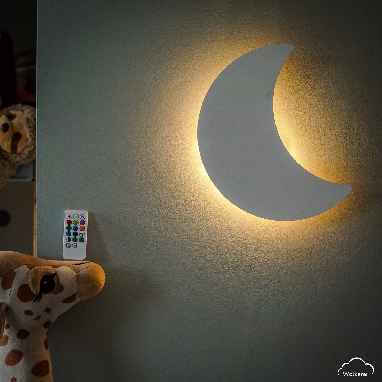 Mond "Maxi" Wandlampe für das Kinderzimmer aus Holz 30cm