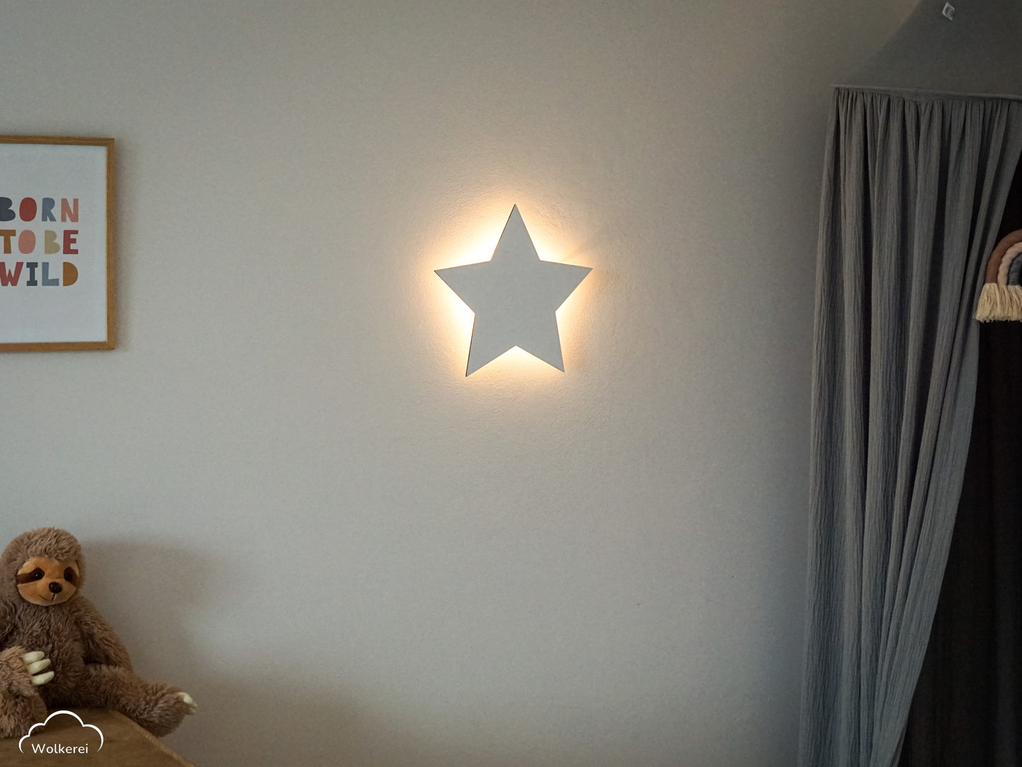 Stern "Samuel" Wandlampe für das Kinderzimmer aus Holz 30cm