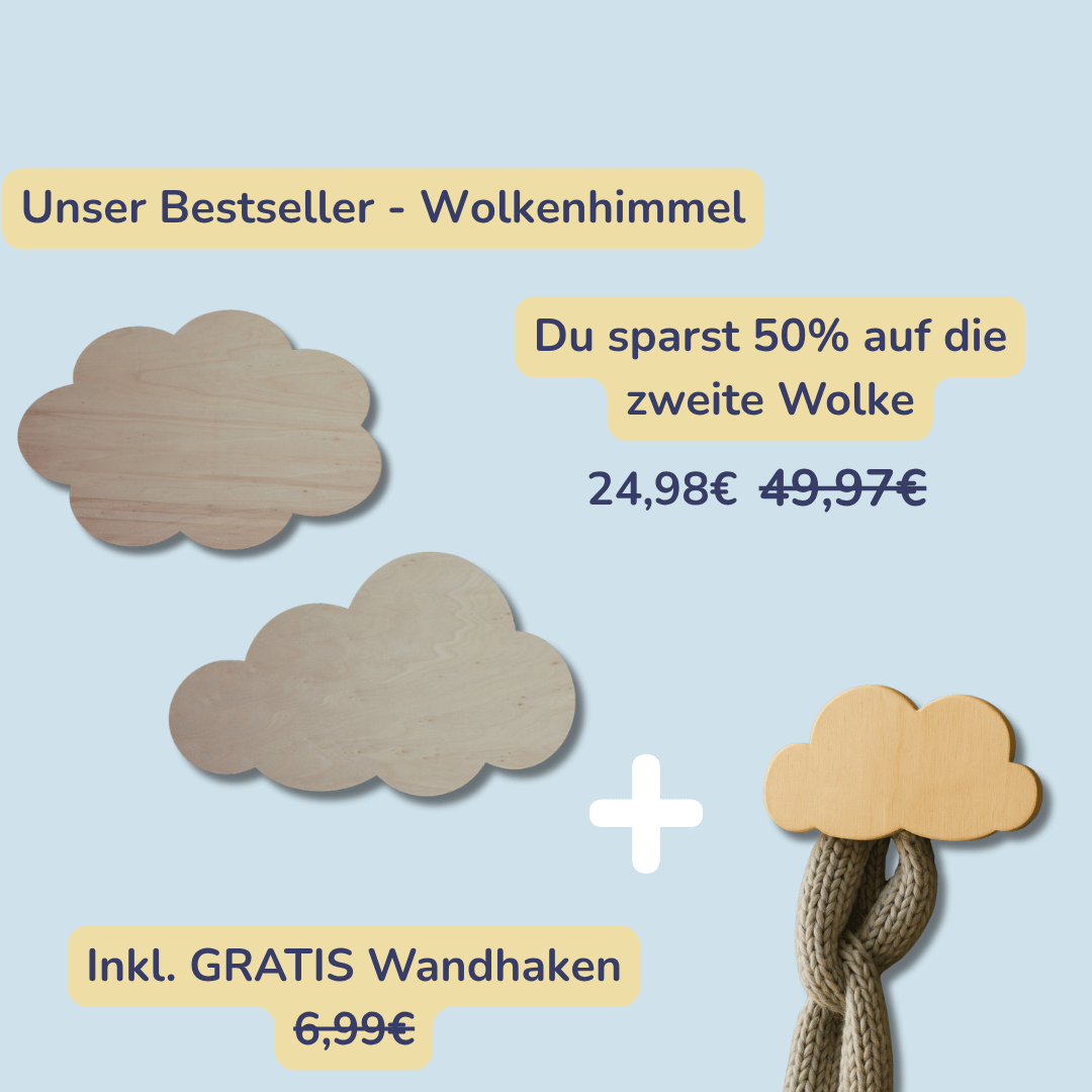 Wolkenhimmel Paket - 2 Wolkenlampen inkl. GRATIS Wandhaken