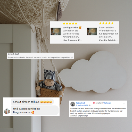 Wolke "Ava" Wandlampe für das Kinderzimmer aus Holz 45cm