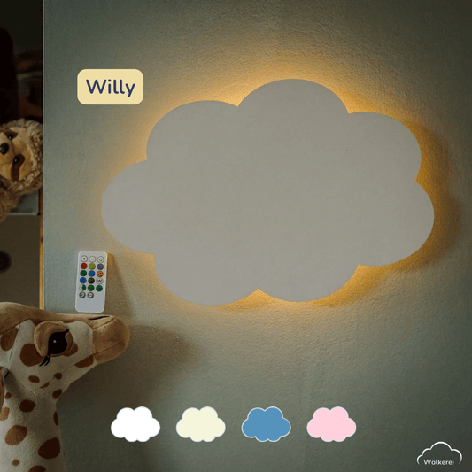 Wolke "Willy" Wandlampe für das Kinderzimmer aus Holz 45cm
