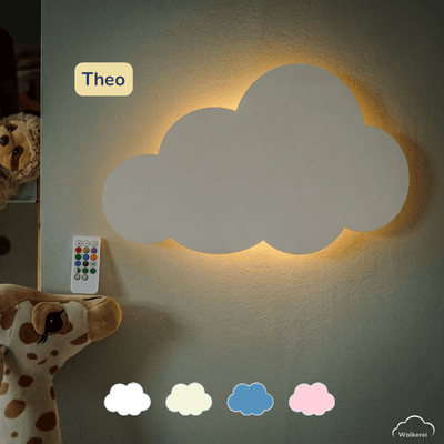 Wolke "Theo" Wandlampe für das Kinderzimmer aus Holz 45cm