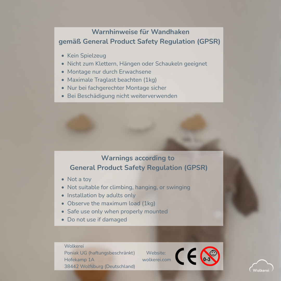 Dekorativer Holzhaken in Wolkenform "Ava" 8cm