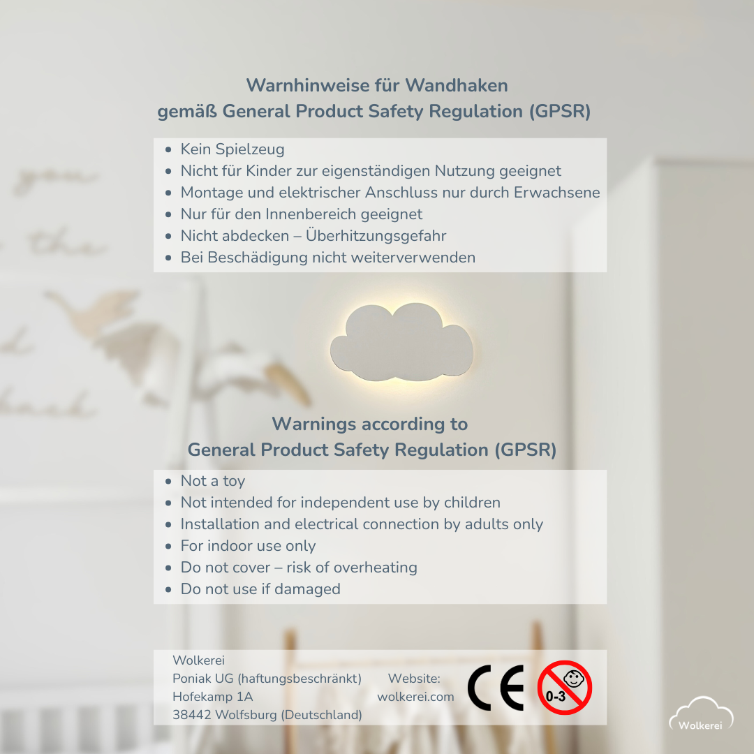 Mond "Maxi" Wandlampe für das Kinderzimmer aus Holz 30cm