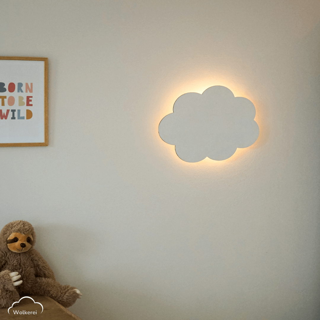 Wolke "Willy" Wandlampe für das Kinderzimmer aus Holz 45cm