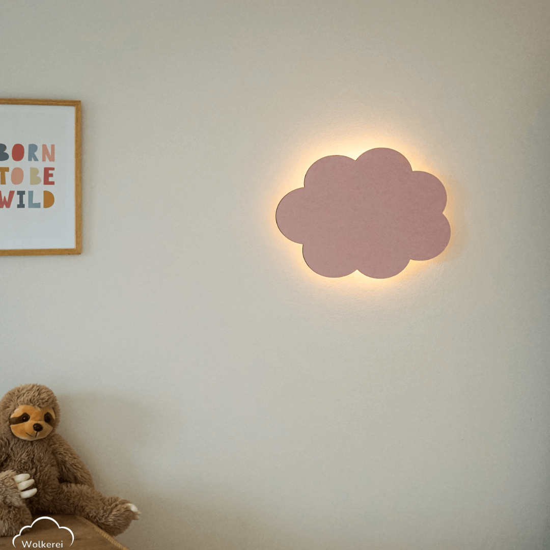 Wolke "Willy" Wandlampe für das Kinderzimmer aus Holz 45cm