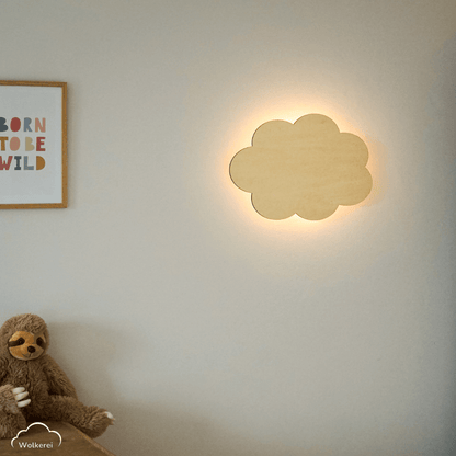 Wolke "Willy" Wandlampe für das Kinderzimmer aus Holz 45cm
