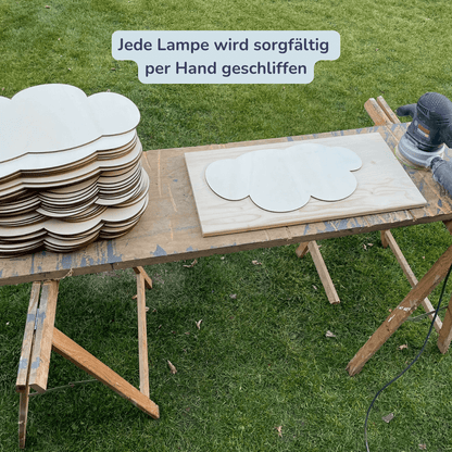 Wolke "Ava" Wandlampe für das Kinderzimmer aus Holz 45cm