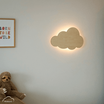 Wolke "Theo" Wandlampe für das Kinderzimmer aus Holz 45cm
