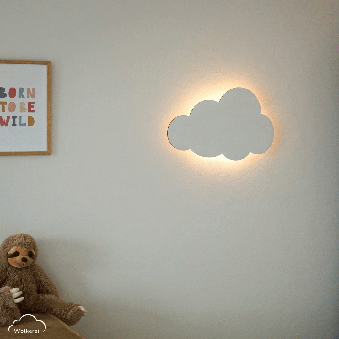 Wolke "Theo" Wandlampe für das Kinderzimmer aus Holz 45cm