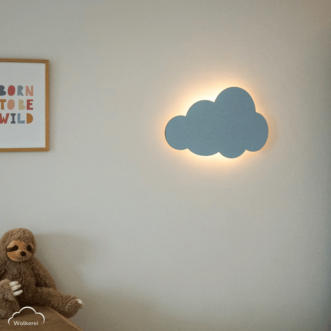 Wolke "Theo" Wandlampe für das Kinderzimmer aus Holz 45cm