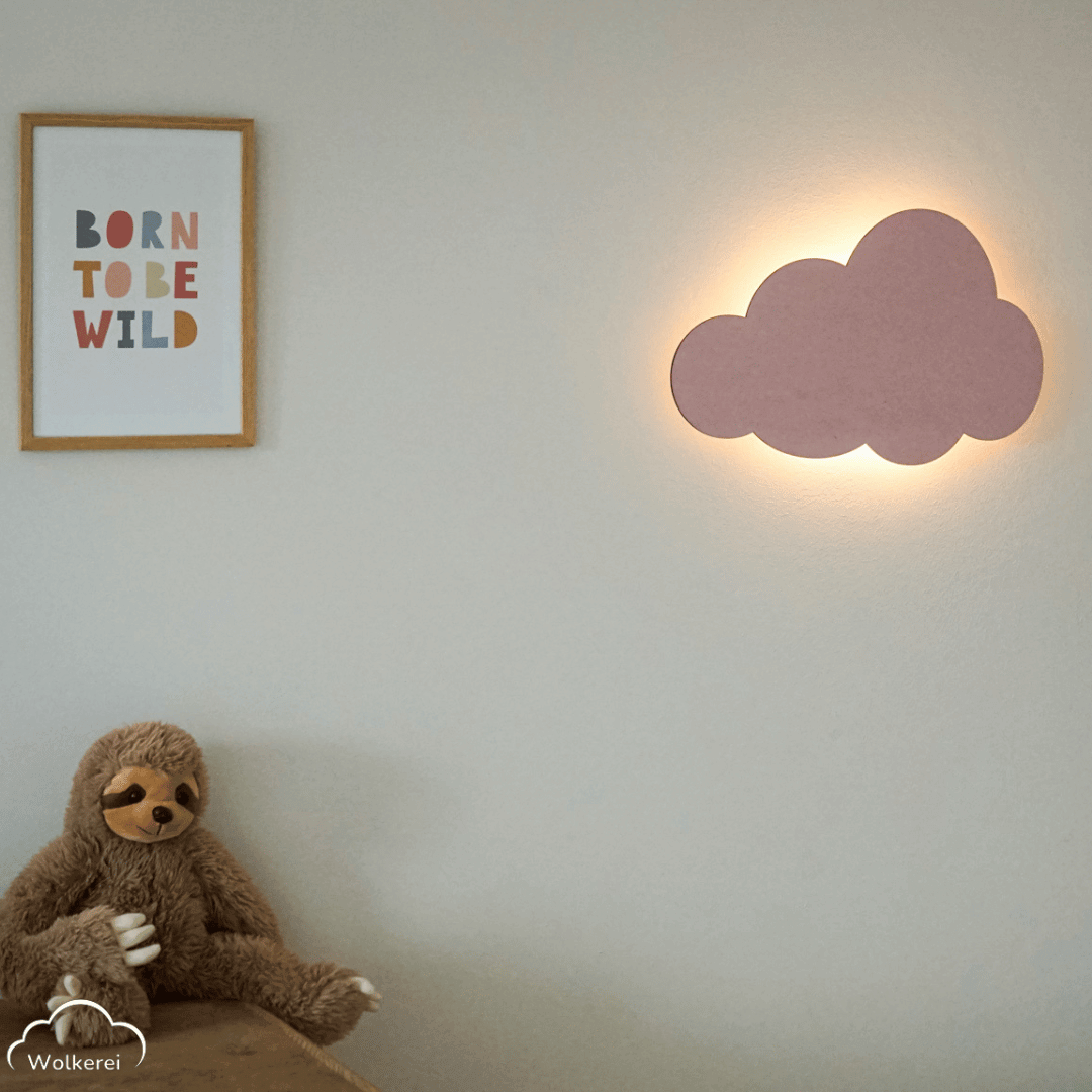 Wolke "Theo" Wandlampe für das Kinderzimmer aus Holz 45cm