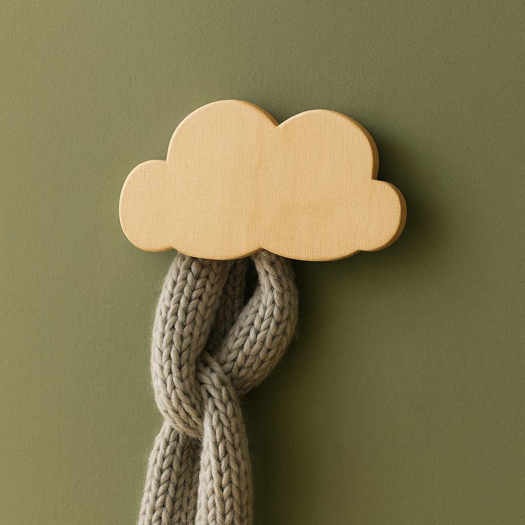Holzhaken in Wolkenform "Ava" 8cm | Dekorativer Kleiderhaken & Aufhänger für Jacken, Taschen & Handtücher | Aufhänger für das Kinderzimmer