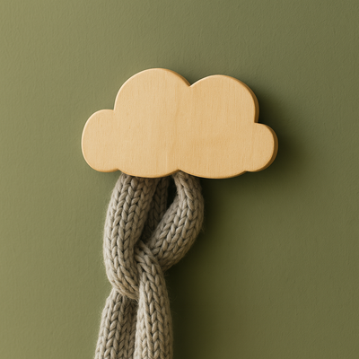 Dekorativer Holzhaken in Wolkenform "Ava" 8cm