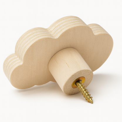3er Mysterybox Holzhaken in Wolkenform 8cm | Dekorativer Kleiderhaken & Aufhänger für Jacken, Taschen & Handtücher | Aufhänger für das Kinderzimmer