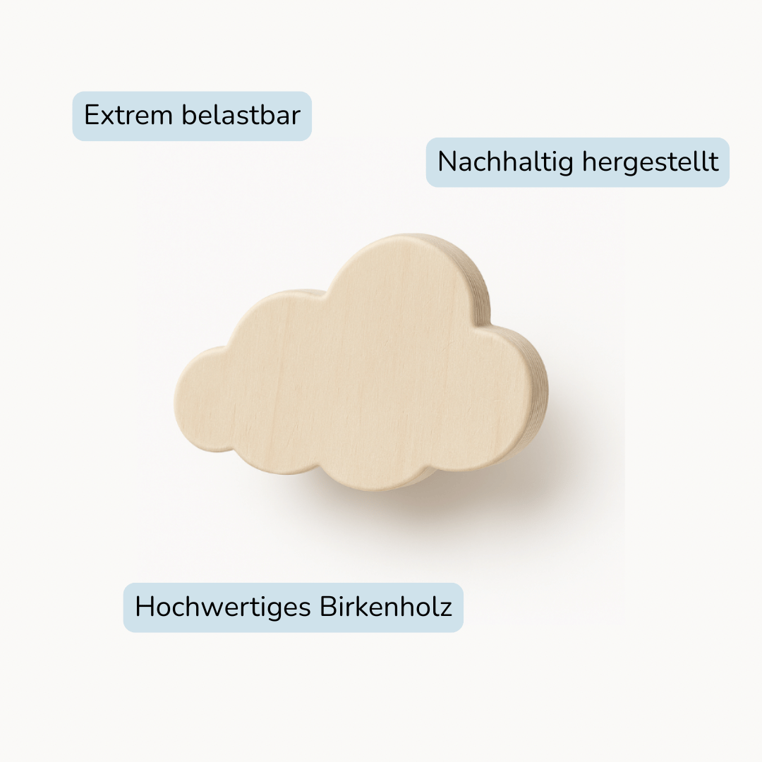 Dekorativer Holzhaken in Wolkenform "Theo" 8cm