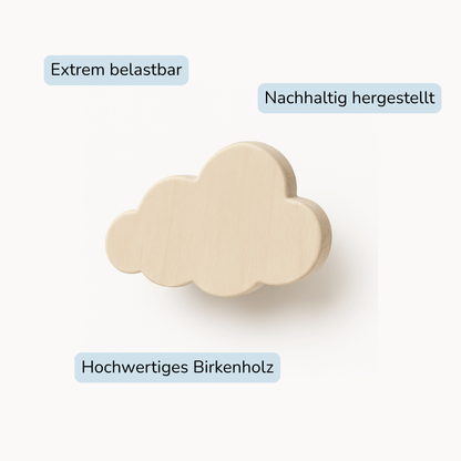 Dekorativer Holzhaken in Wolkenform "Theo" 8cm