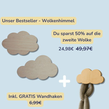Wolkenhimmel Paket - 2 Wolkenlampen inkl. GRATIS Wandhaken