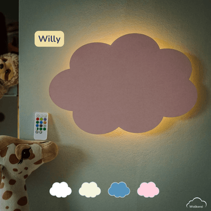 Wolke "Willy" Wandlampe für das Kinderzimmer aus Holz 45cm