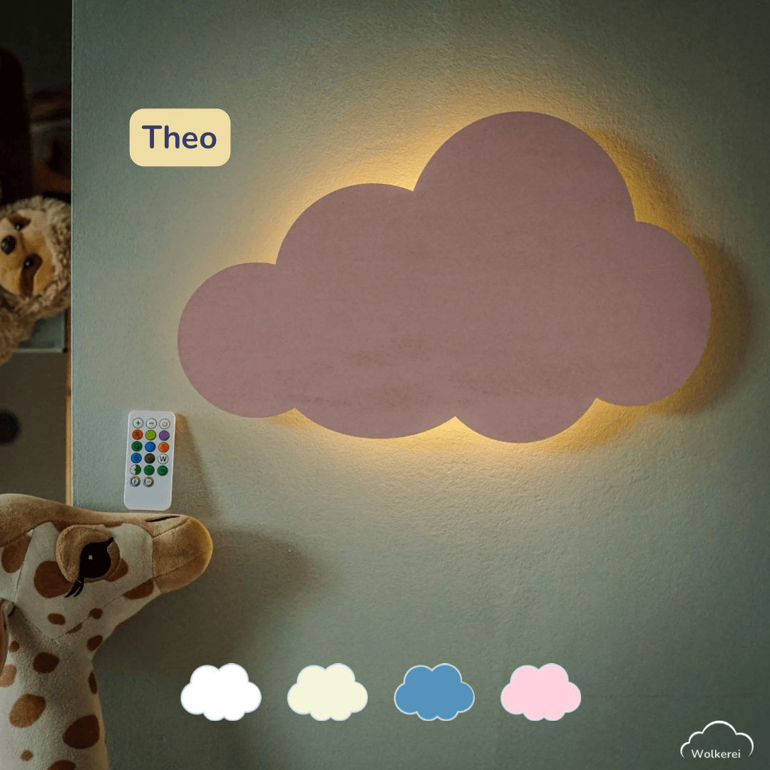 Wolke "Theo" Wandlampe für das Kinderzimmer aus Holz 45cm