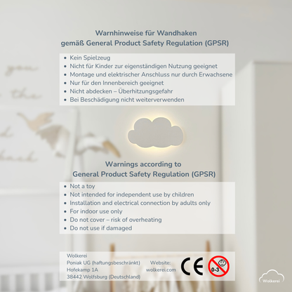 Mond "Maxi" Wandlampe für das Kinderzimmer aus Holz 30cm